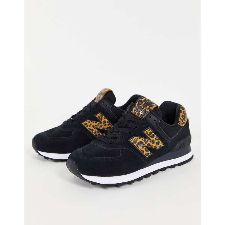 New Balance 574 animal trainers in black and leopard - exclusive to ASOS