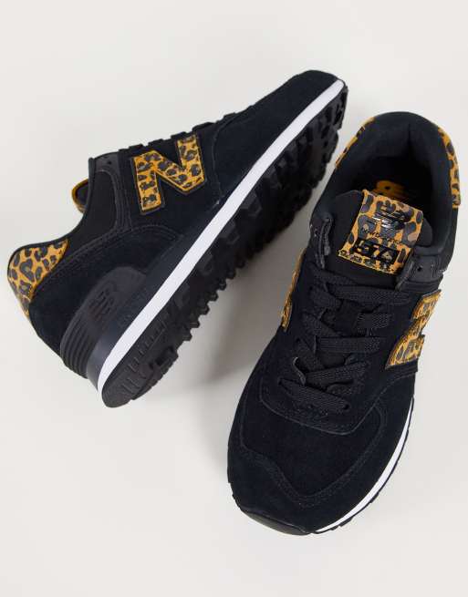 New Balance 574 animal trainers in black and leopard - exclusive to ASOS