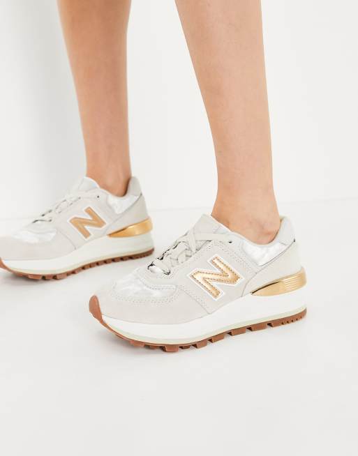 New Balance 574 Baskets plateforme Beige Dor