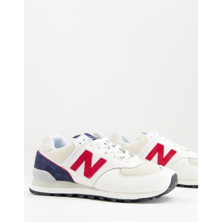 New Balance 574 Baskets Blanc bleu marine et rouge