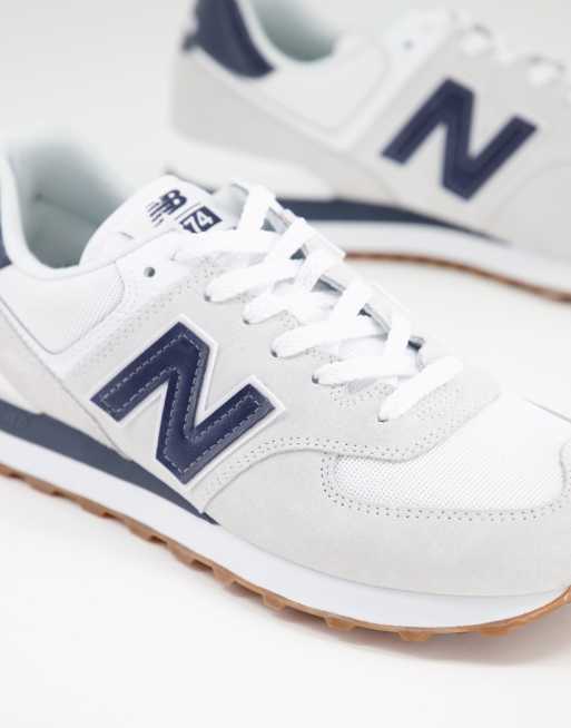 New balance 574 on sale blanche et bleu