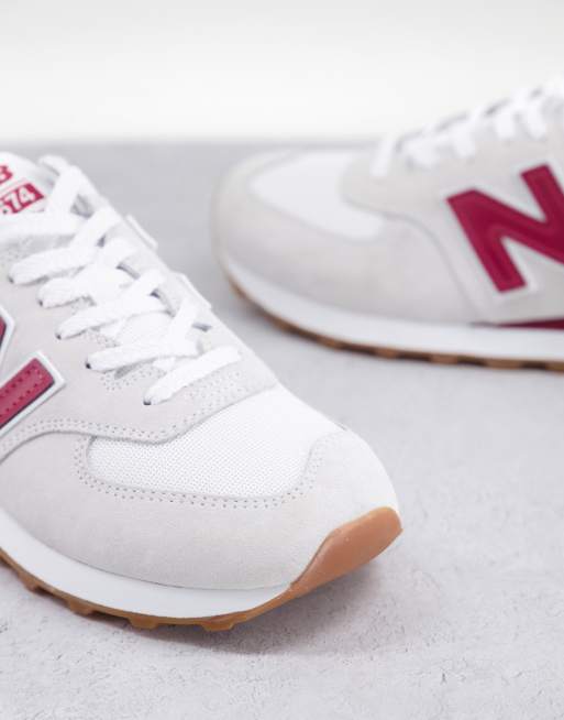 New Balance 574 Baskets Blanc et rouge ASOS