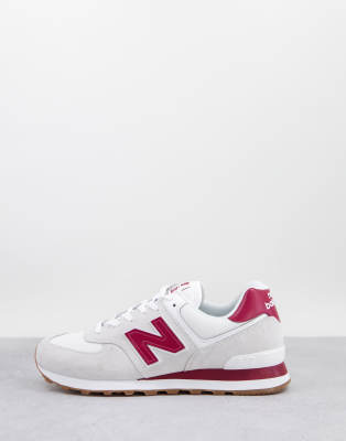 New balance 574 trainers in white and red - ASOS Price Checker