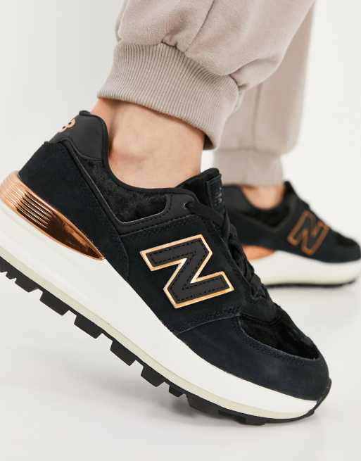 New Balance 574 Baskets compens s Noir or rose ASOS