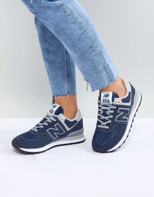 New Balance 574 Baskets en daim Bleu marine