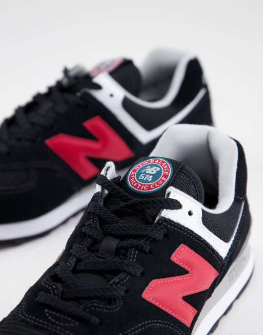 New Balance 574 Baskets Noir et rouge