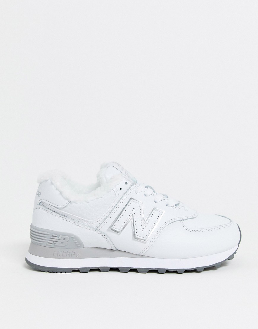 New Balance 574 borg trainers in white