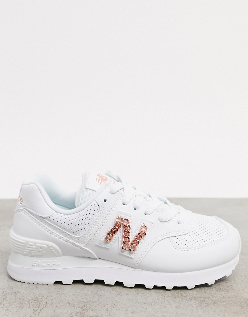 NEW BALANCE 574 CHAIN REACTION SNEAKERS IN WHITE,WL574HNE