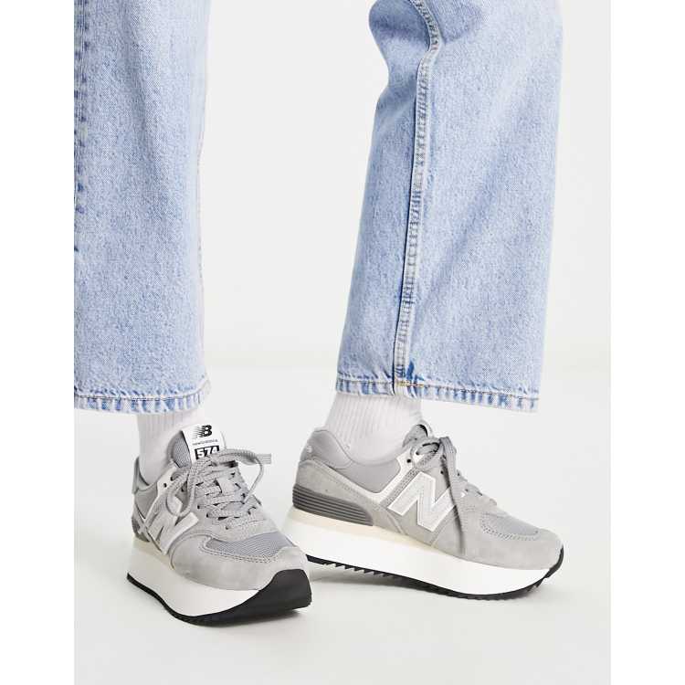 New Balance 574 chunky platform sneakers in grey GREY