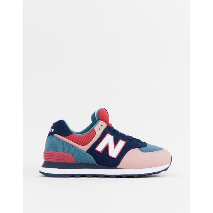 New balance 574 store colour block canvas trainers