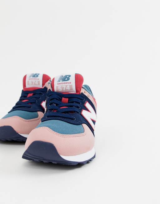 New balance 574 cheap colour block canvas trainers