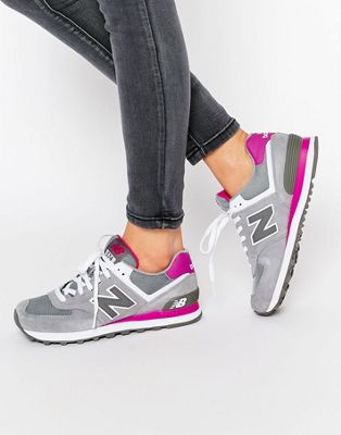New Balance 574 Grey \u0026 Pink Trainers | ASOS