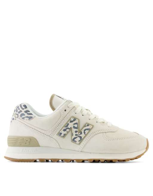 New Balance - 574 - Hvide sneakers med logo i leopardprint