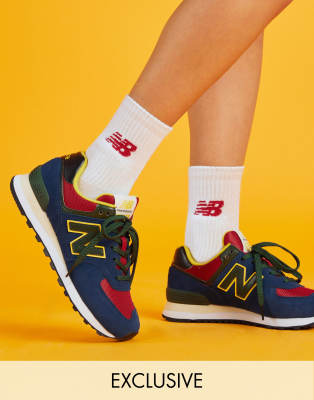 new balance 574 navy yellow