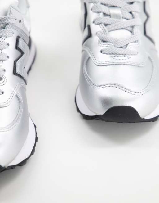 New Balance 574 metallic sneakers in silver | ASOS