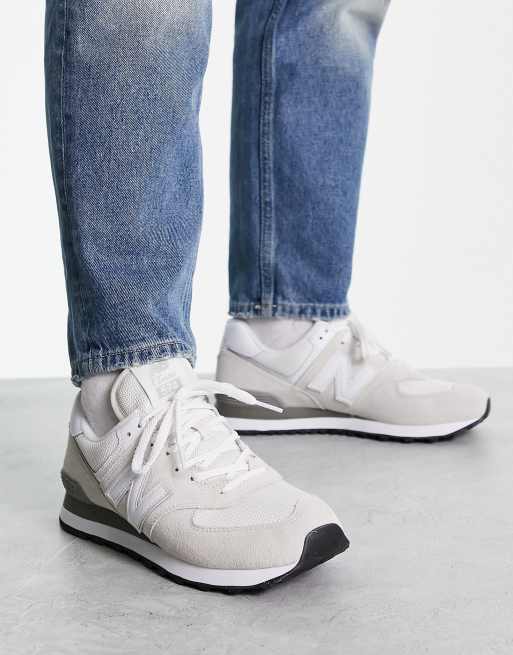 New Balance – 574 – Naturvita sneakers med grå detaljer, 3 av 4