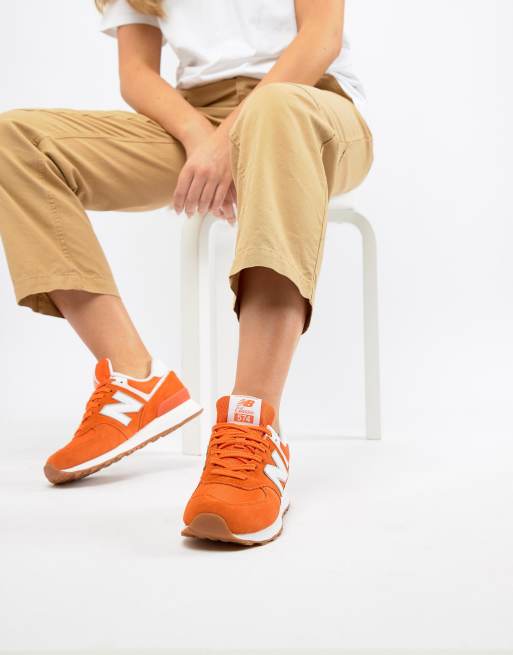 New Balance 574 Orange Trainers