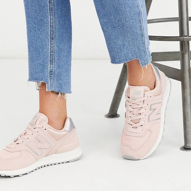 574 pink and silver trainers | ASOS