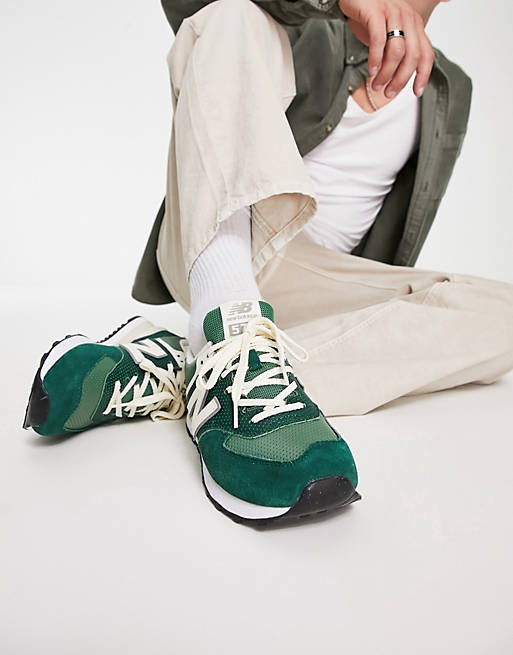 journalist complexiteit ziekte New Balance - 574 - Premium - Sneakers in groen en gebroken wit | ASOS