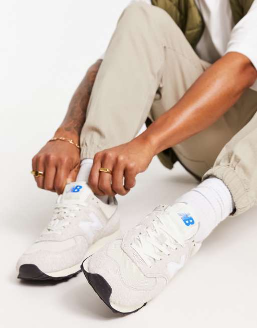 New Balance - 574 - Premium sneakers in zandkleur en gebroken wit, 3 van 4