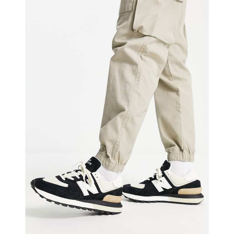 New Balance 574 premium trainers in black and cream | ASOS