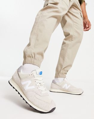 New Balance 574 premium trainers in sand and off white - ASOS Price Checker