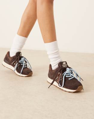 New Balance - 574 - Sneaker aus Wildleder in Braun mit doppelter Schnürung-Brown