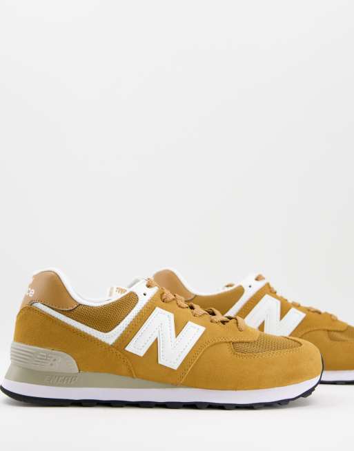 New Balance – 574 – Sneaker in Senfgelb und Weiß