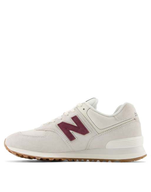 New Balance - 574 - Sneakers bianche e rosso scuro, 3 di 4