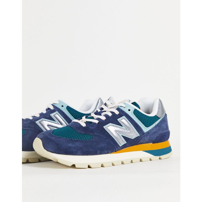 Scarpe Uomo New Balance - 574 - Sneakers blu navy e verde-azzurre