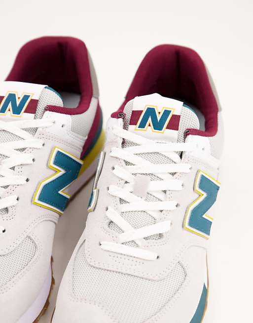 New Balance - 574 - Sneakers bordeaux grigio e giallo New Balance - 574 - Sneakers bordeaux grigio e giallo