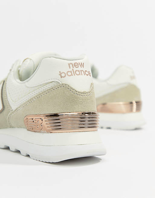 New Balance - 574 - Sneakers crema e oro rosa