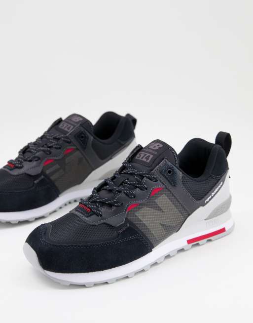 New Balance - 574 - Sneakers i sort og rød