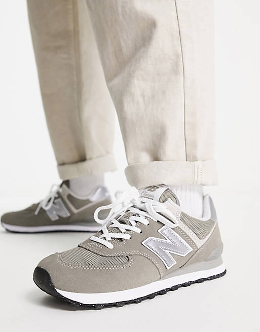 Schep Ophef Niet modieus New Balance 574 sneakers in beige and gray | ASOS