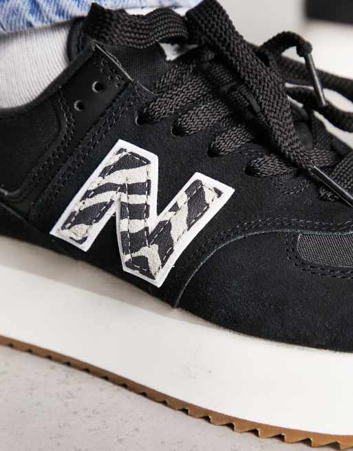 New Balance 574+ sneakers in black animal print - BLACK | ASOS