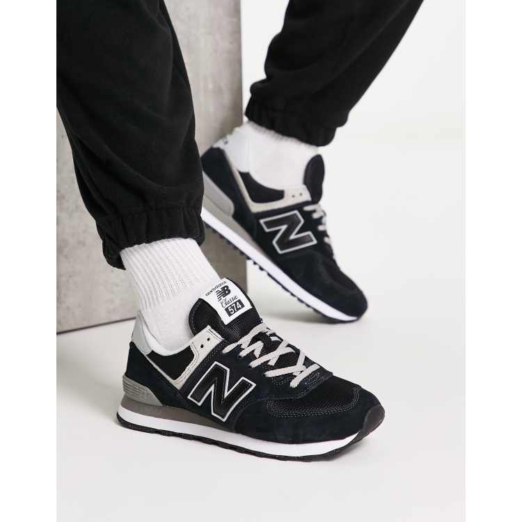 el último ángulo Confusión New Balance 574 sneakers in black | ASOS