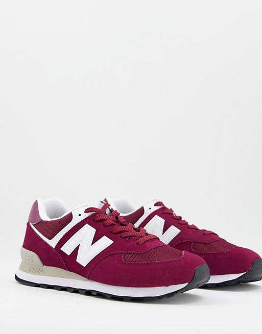 New Balance 574 sneakers in burgundy white | ASOS