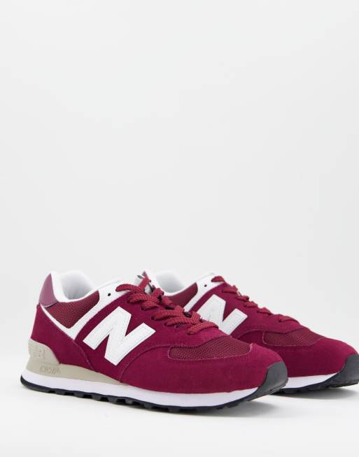 Necesitar Criticar Cabecear New Balance 574 sneakers in burgundy and white | ASOS