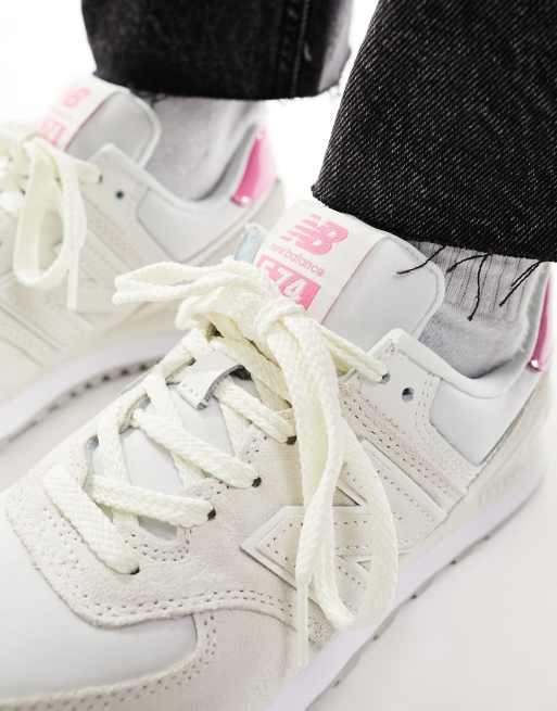 New balance 574 cream and rose gold trainers best sale