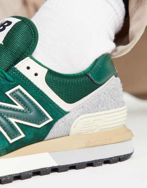 slinger Nevelig boter New Balance - 574 - Sneakers in donkergroen en gebroken wit | ASOS