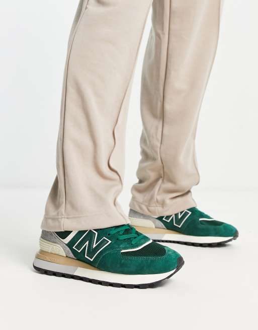 slinger Nevelig boter New Balance - 574 - Sneakers in donkergroen en gebroken wit | ASOS