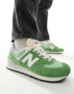 Shop New Balance 574 Sneakers In Green