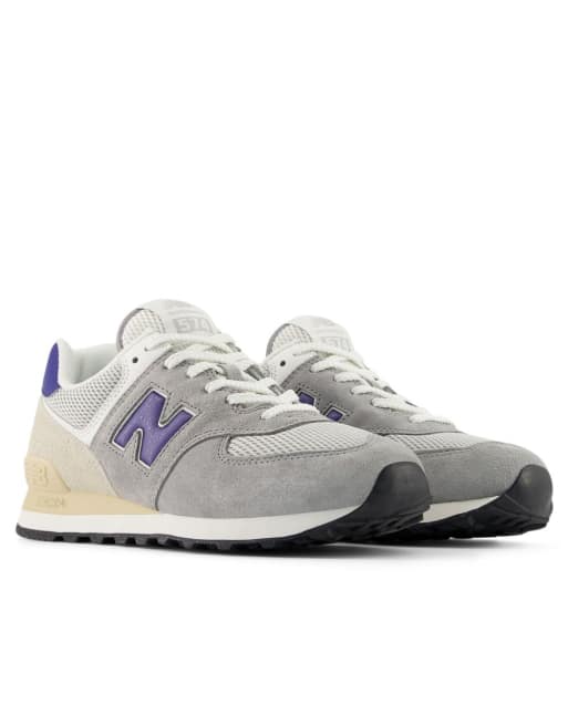 New Balance - 574 - Sneakers in lichtgrijs en paars, 4 van 4