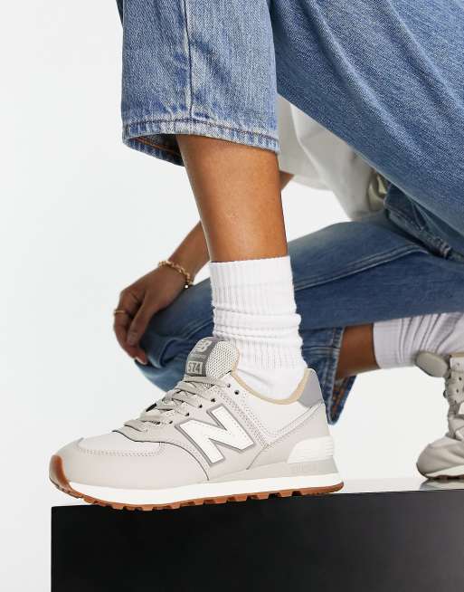 New Balance 574 sneakers in light gray ASOS