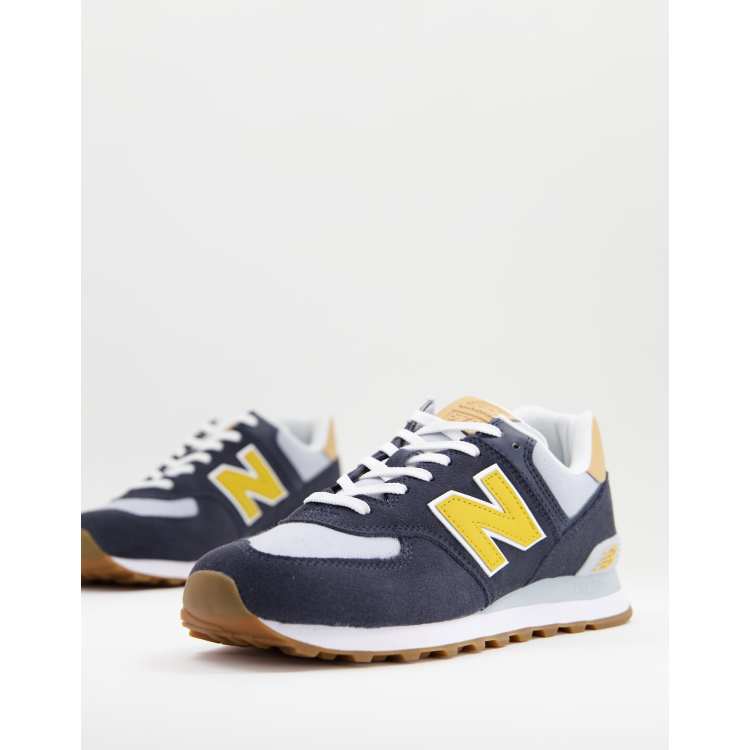 New balance 574 black hot sale yellow