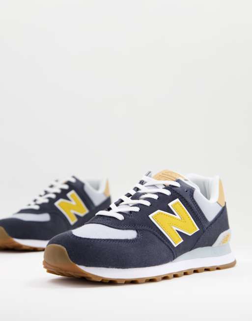 Navy blue and shop yellow new balance