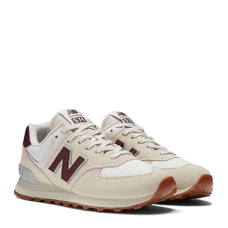 Have a picnic moderately compensation New Balance 574 sneakers in off white and burgundy | ASOS