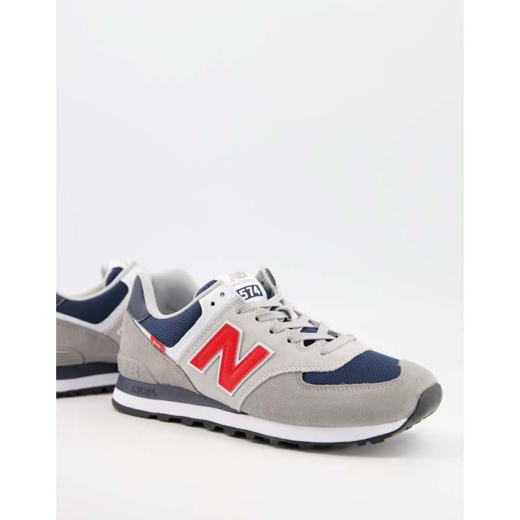 New balance 574 grey best sale blue red