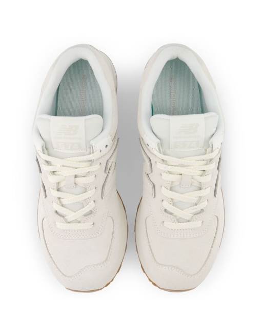 New balance 574 on sale white gum sole