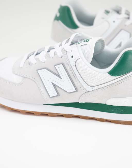 New Balance 574 in white and green |